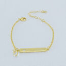 Pulseira infantil com placa coração vazado com pedra cristal