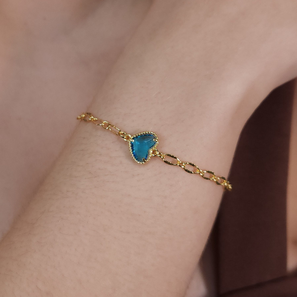 Pulseira coração elos vazado - Imagem 4