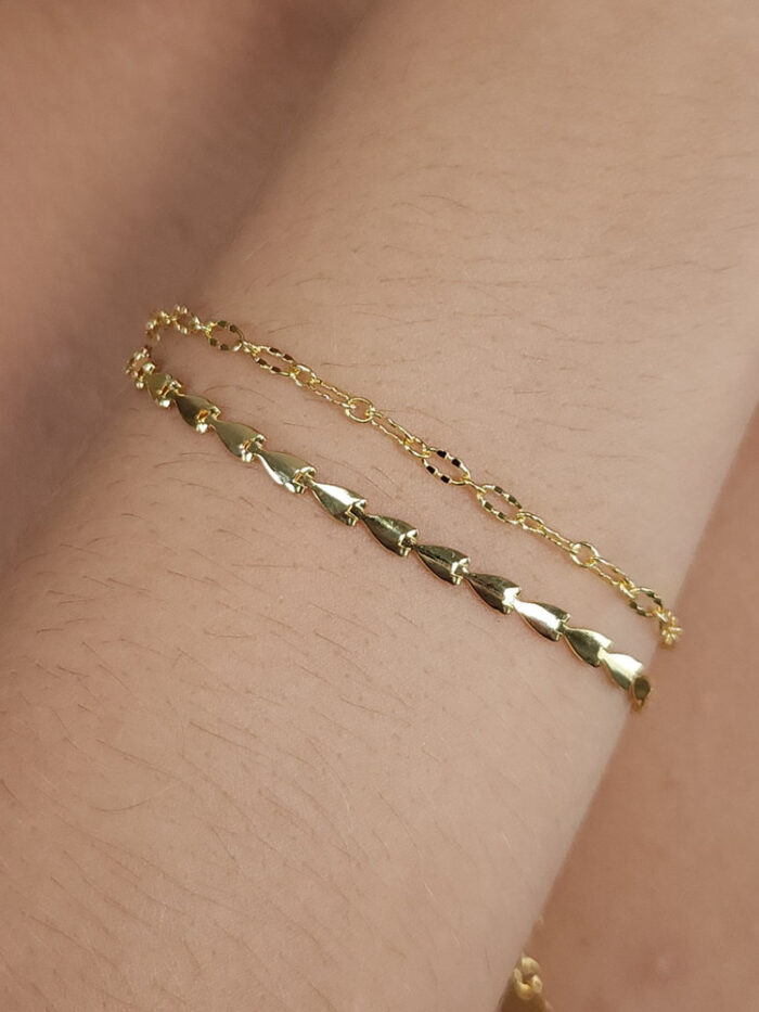 Pulseira dupla  coração estilo seta