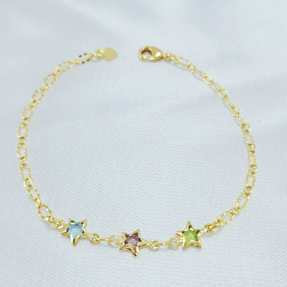 Pulseira infantil com estrelas coloridas