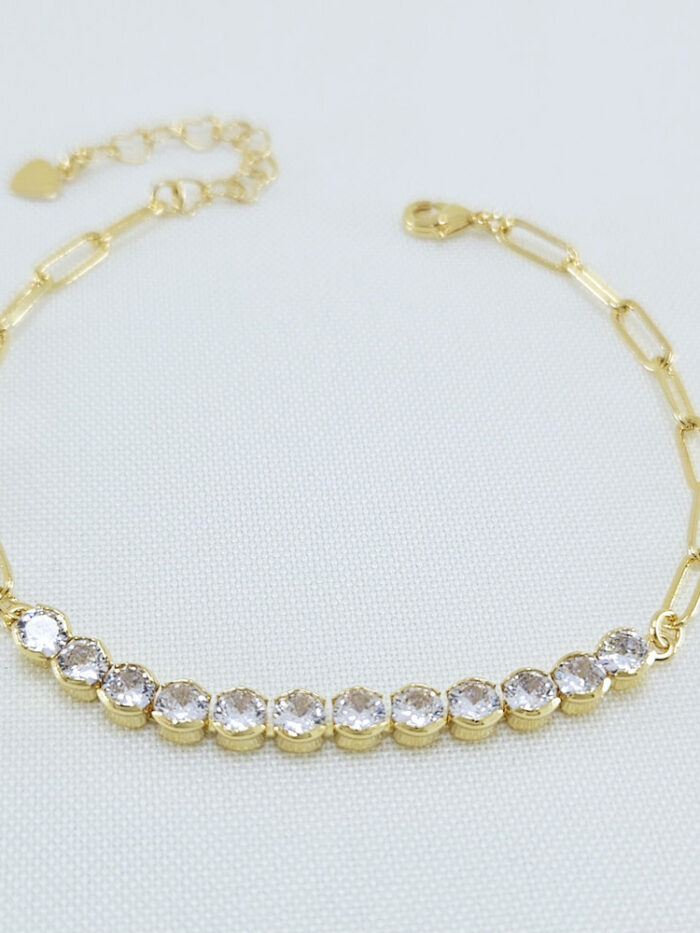 Pulseira fio de zircônia com correntes de cartiê