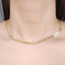 Choker elos folhas detalhado dourado