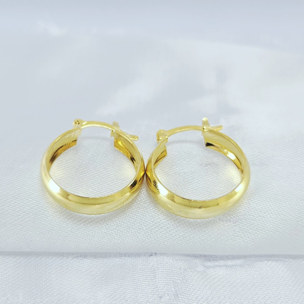 Brinco argola boleada dourado