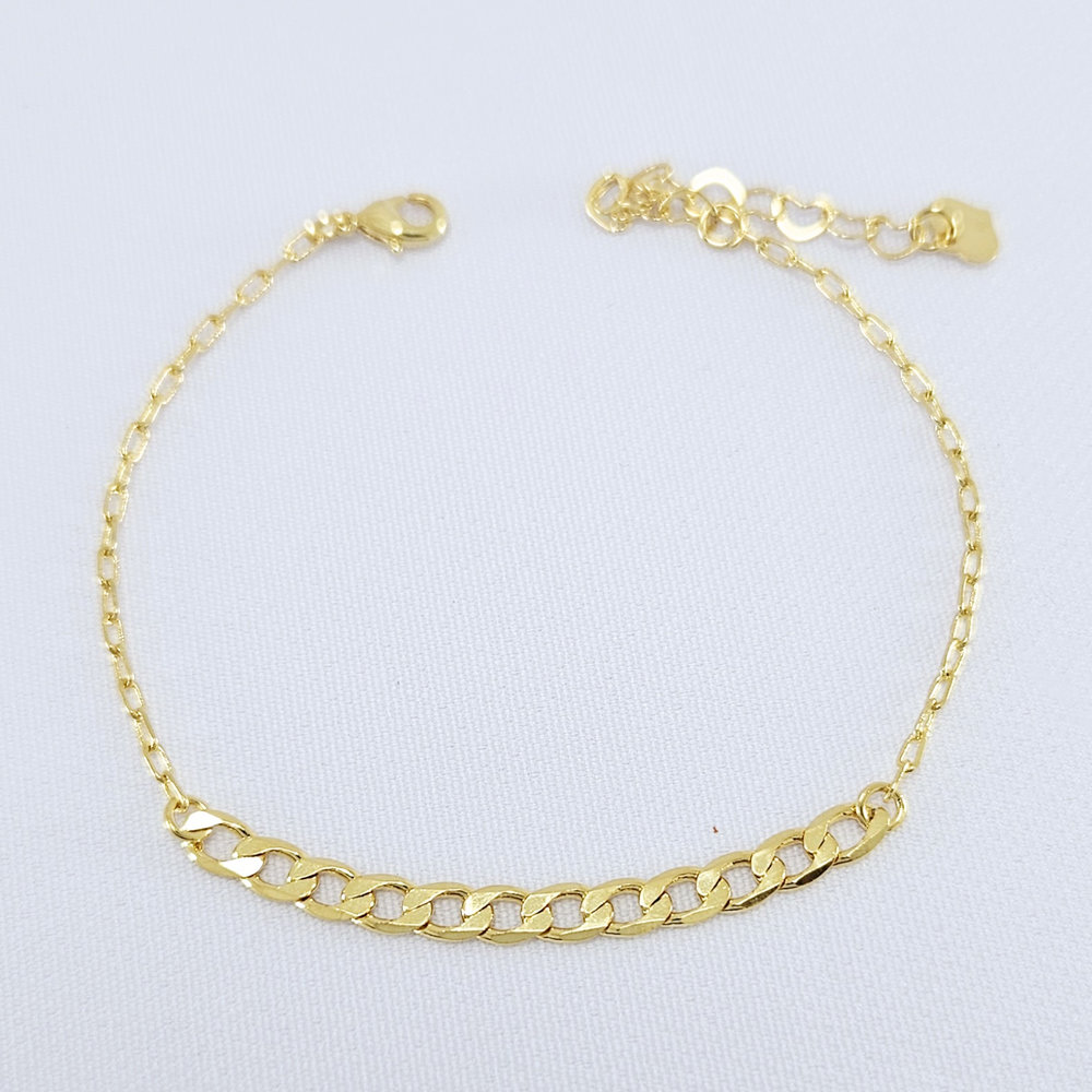 Pulseira com elos gurmet dourado