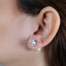 Brinco duor pedra cristal com pérola