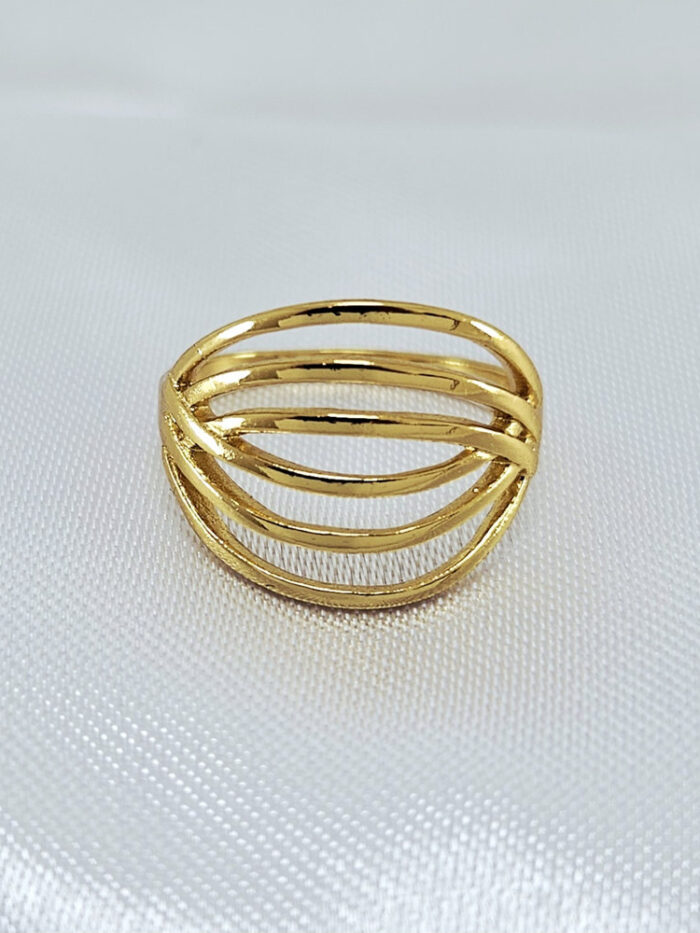 Anel Folheado sete fios vazados