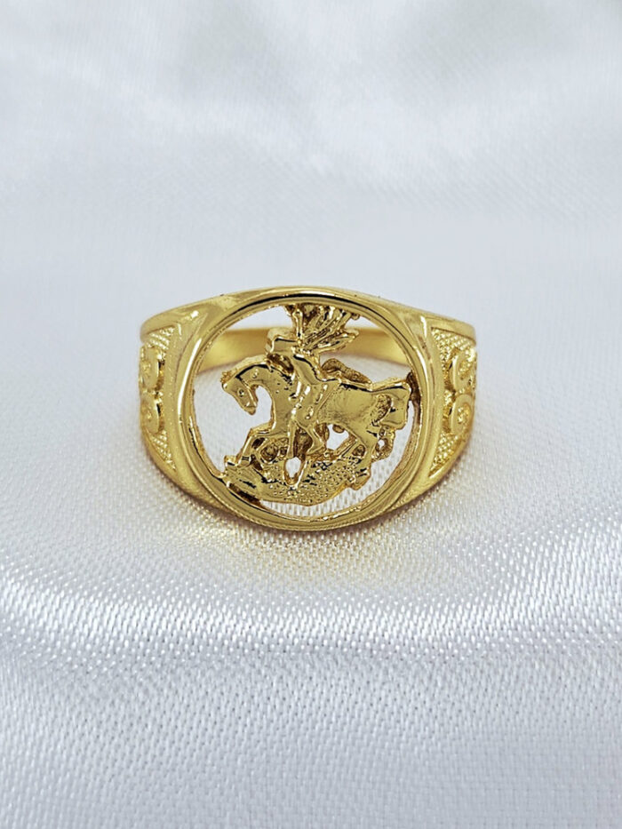 Anel masculino detalhevazado São jorge