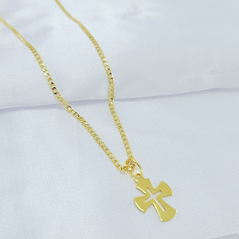 Cordão masculino pingente cruz dourado - Imagem 2