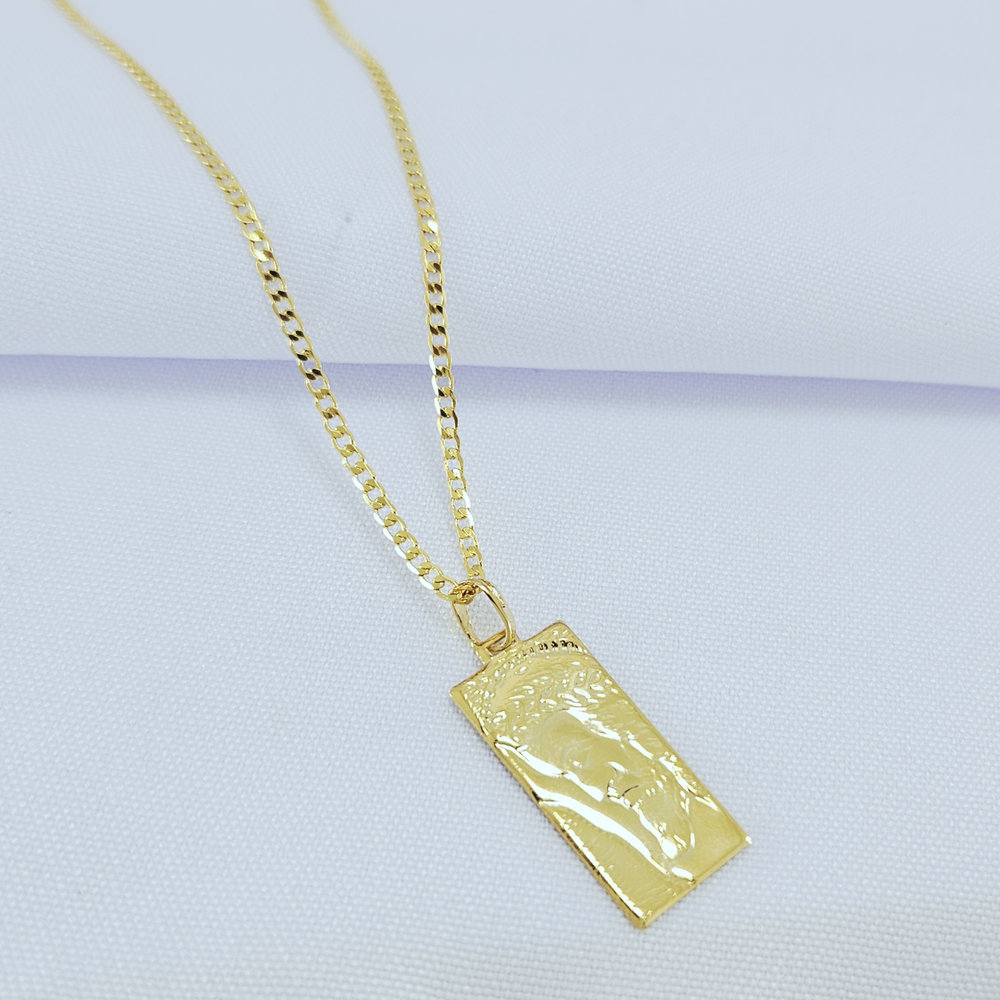 Cordão masculino elos grumet com placa face de Jesus - Imagem 2