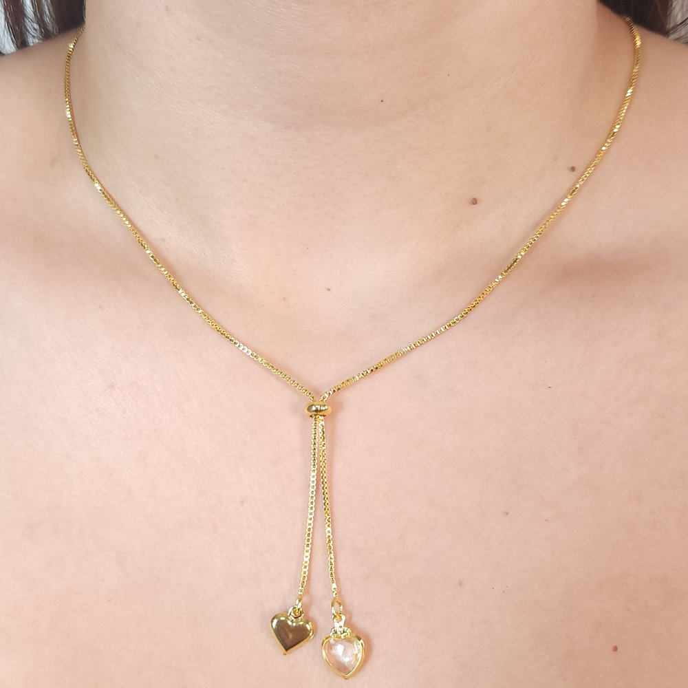 Gravatinha veneziana com corações cristal e liso