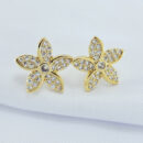 Brinco flor pétalas pontiaguda cravejada