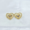 Brinco coração cravejado colorido