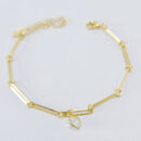 Pulseira elo cartiê longo com coração de zircônia