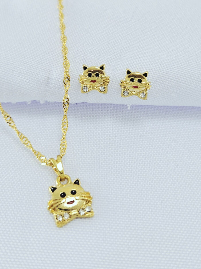 Conjunto infantil gatinho com pedrinhas cristal