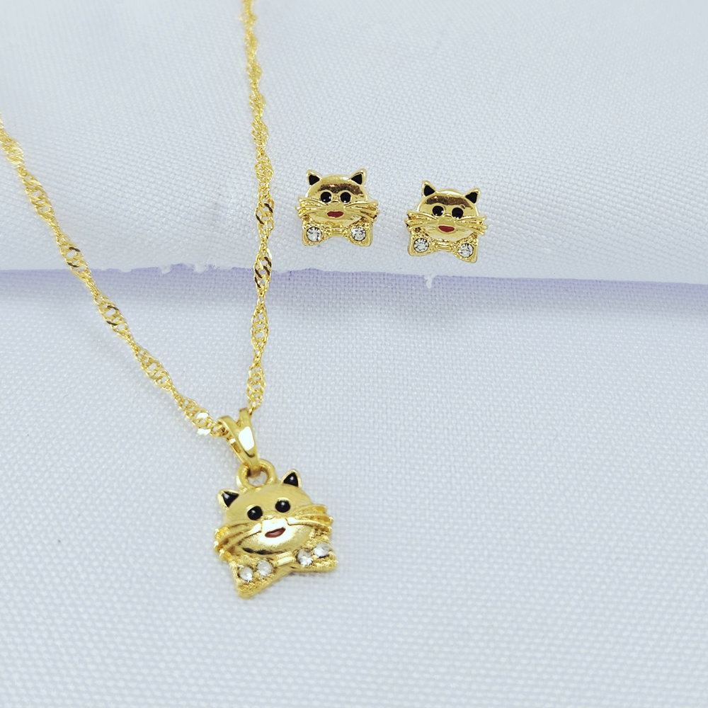 Conjunto infantil gatinho com pedrinhas cristal