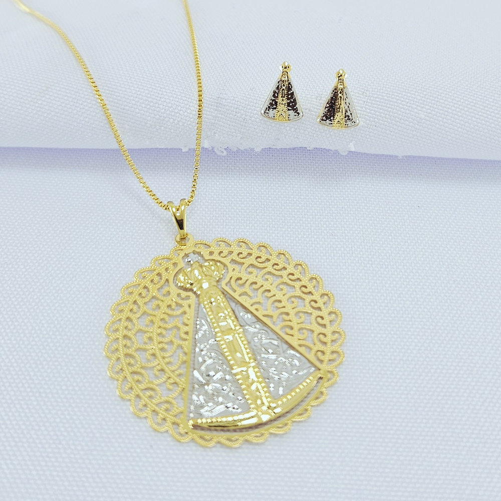 Conjunto N.S aparecida com detalhe ródio