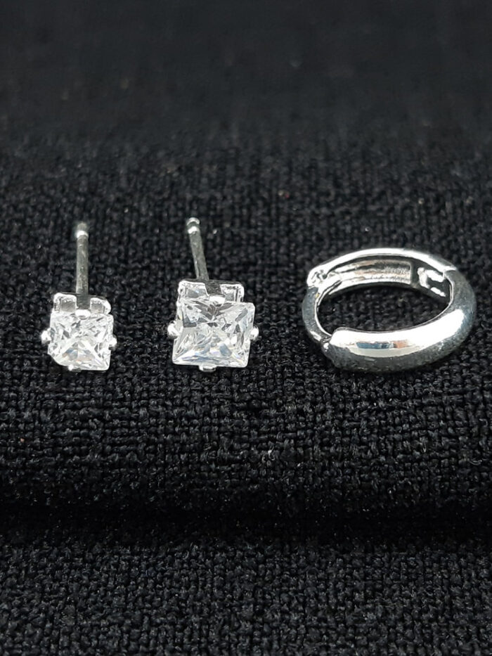 Brinco trio ponto de luz  e argola