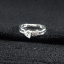 Anel coraçaõ duplo cristal e cravejado