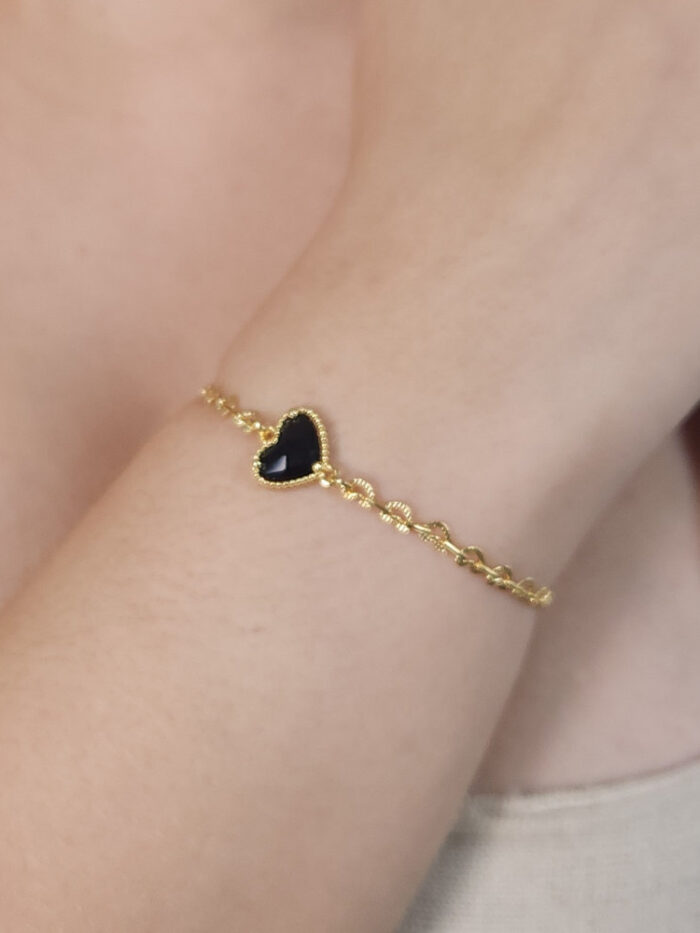 Pulseira elos trabalhado com coração