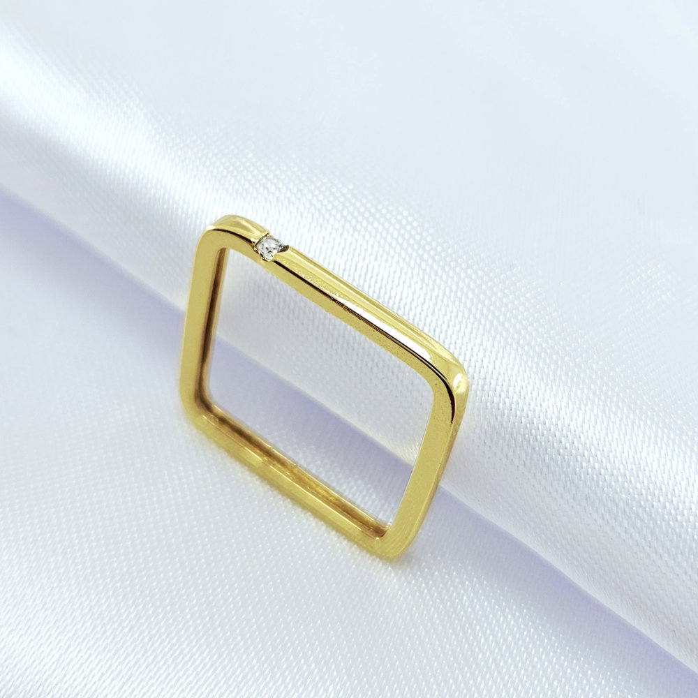 Anel quadrado liso com zircônia - Imagem 2