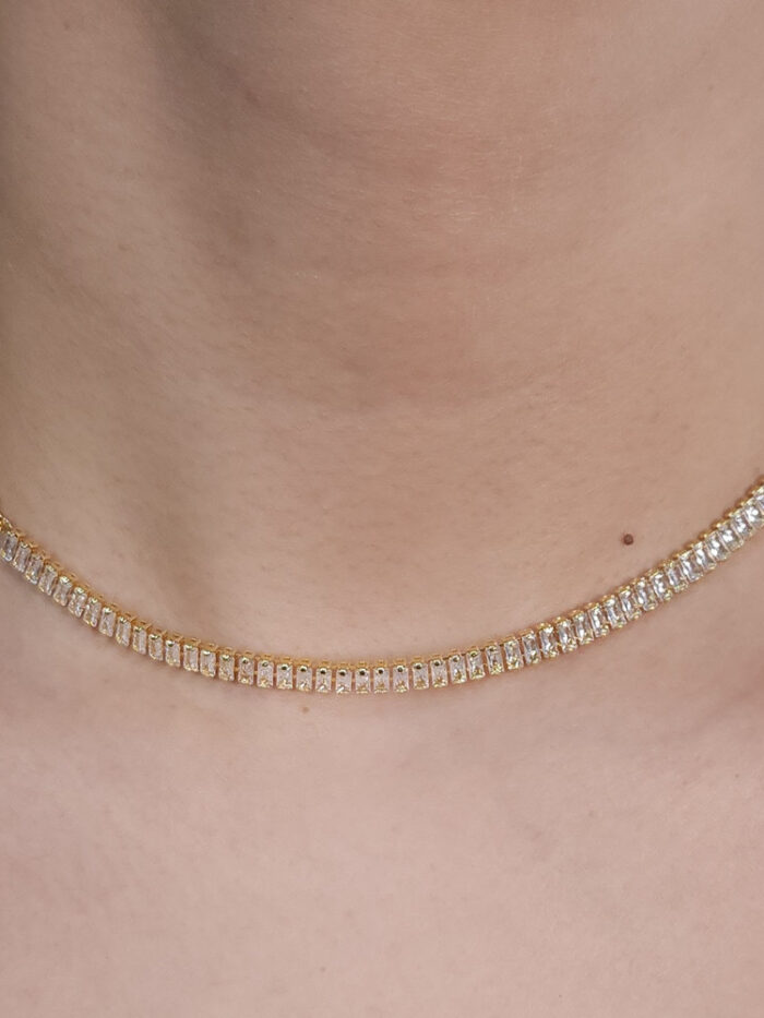 Gargantilha choker pedra baguete