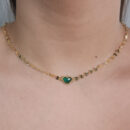 Gargantilha choker coração elo círculo chapeado