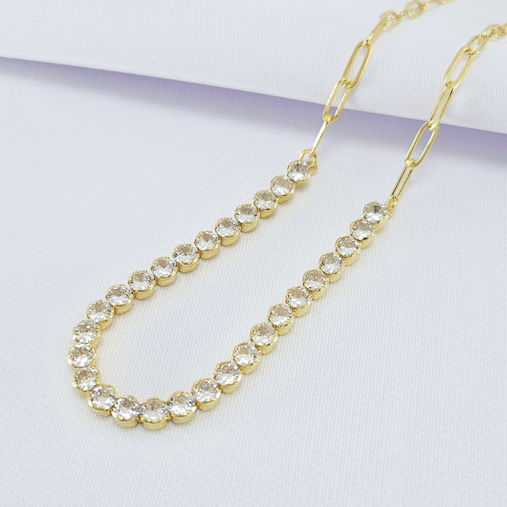 Gargantilha chocker com fio riviera cristal