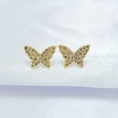 Brinco formato borboleta cravejado em zircônia
