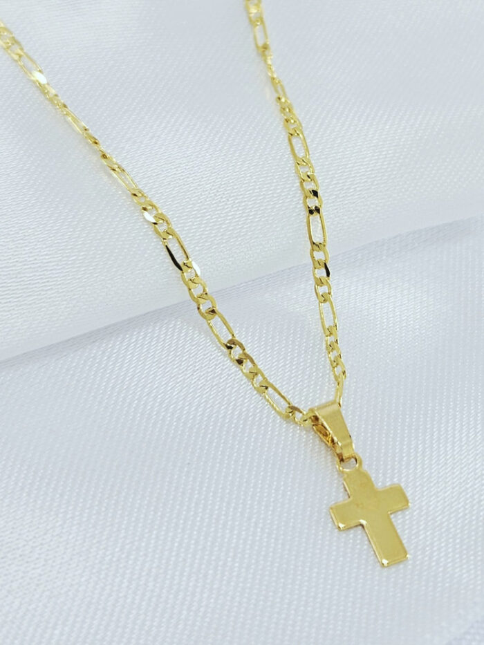 Cordão masculino elo 3x1 com cruz chapeada