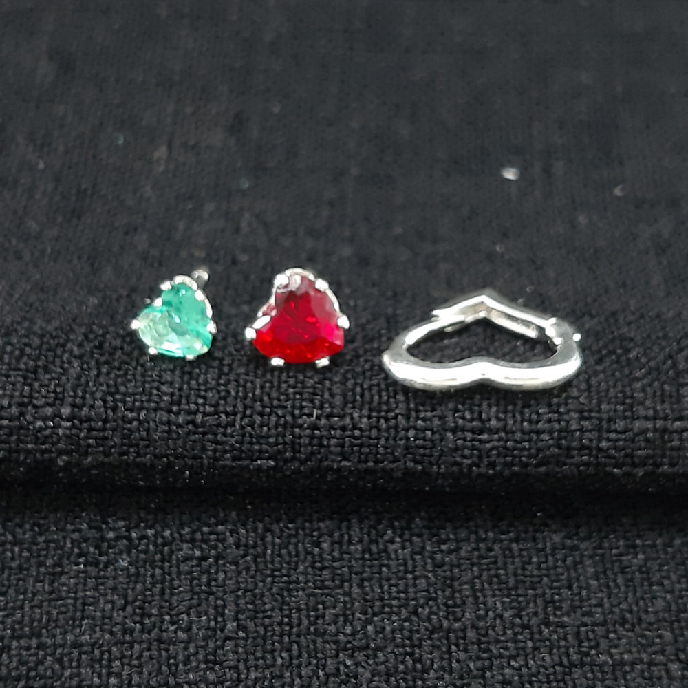 Trio de brincos coração com argola vazada