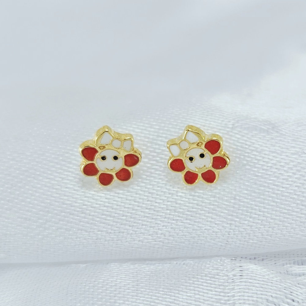 Brinco infantil flor com laço