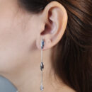 Brinco fio veneziana c/ placa navete chapeado