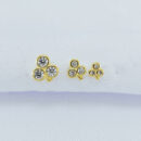 Trio de brincos uvinha pedra cristal