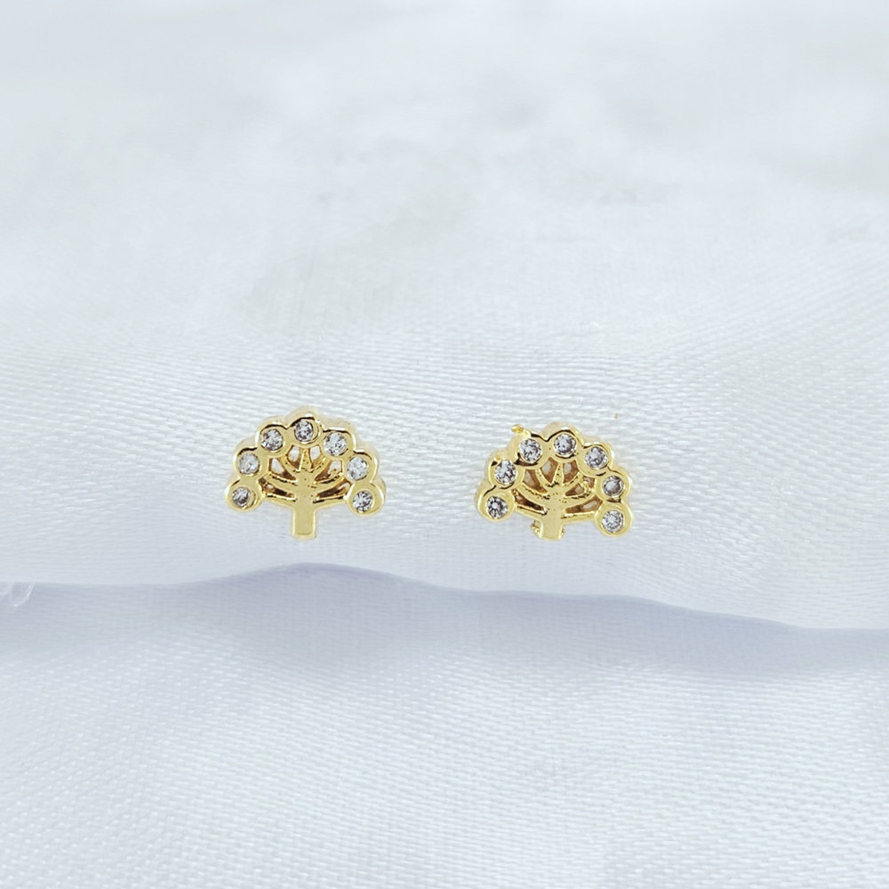 Brinco árvore da vida com pedras cristal