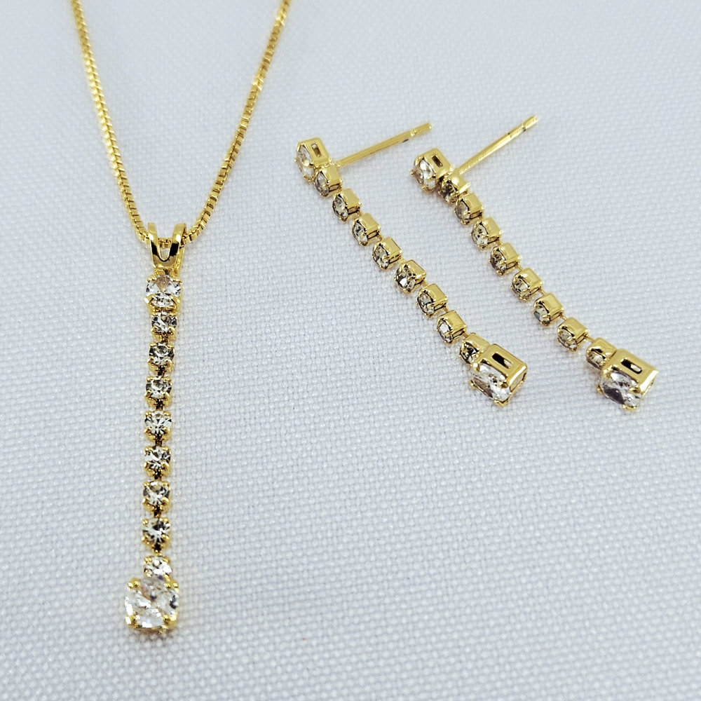 Conjunto fio riviera cristal