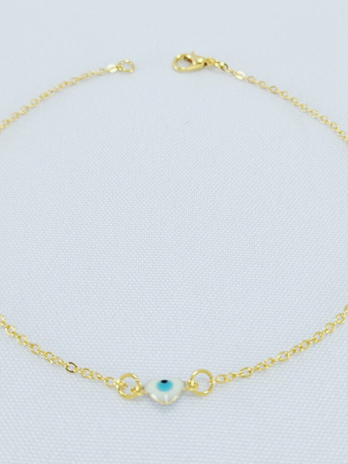 Tornozeleira elo português coração com olho grego