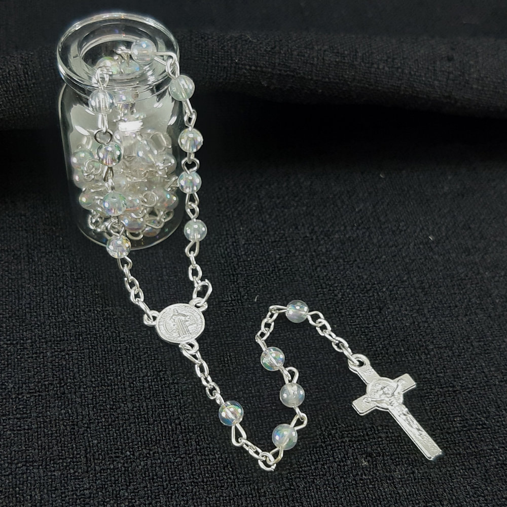 Terço com pedras e medalha de são bento - Imagem 3