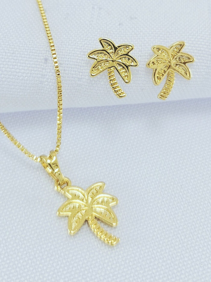 Conjunto palmeira dourada detalhada