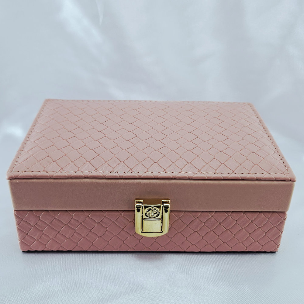 Estojo porta joias rosa claro