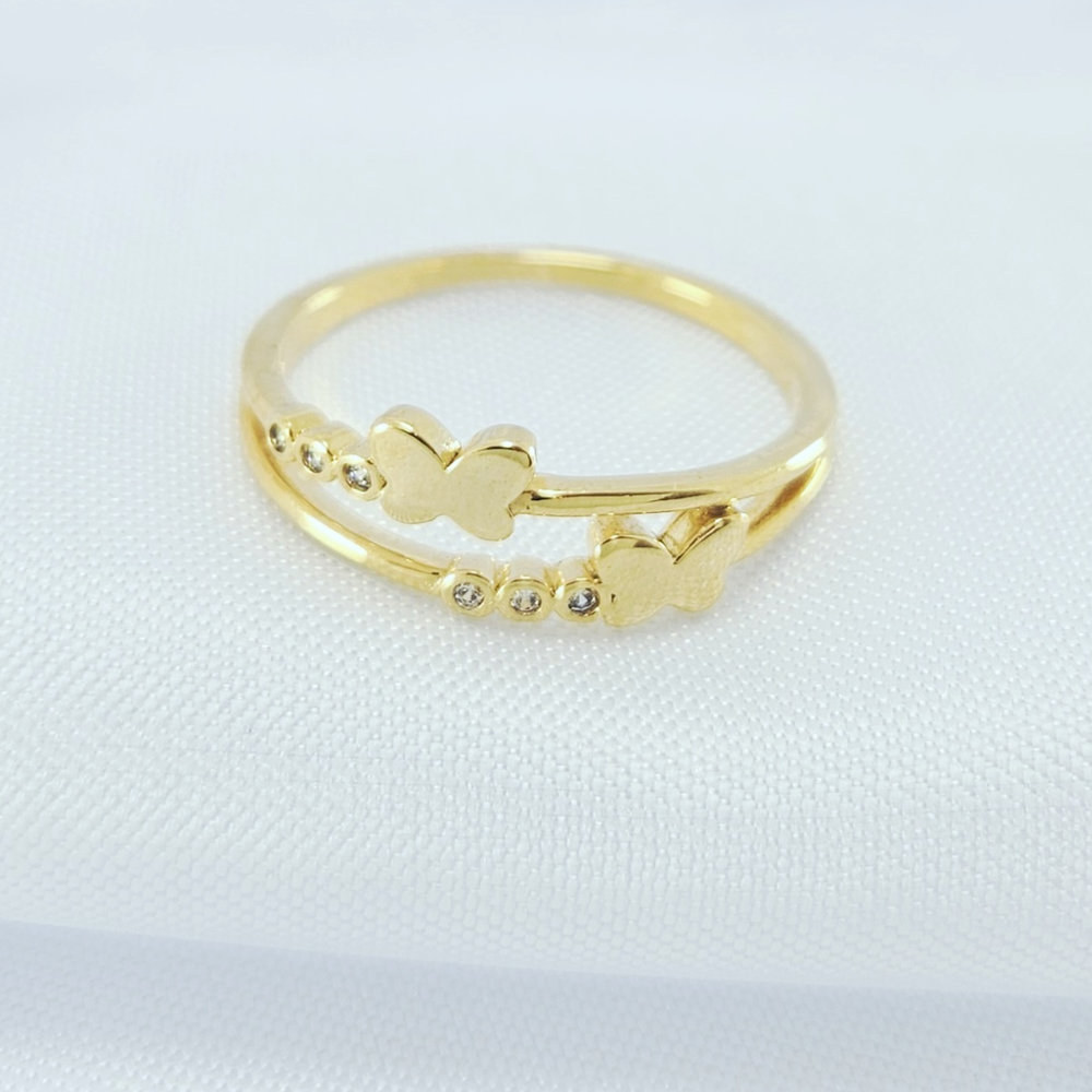 Anel fio duplo com coração detalhe cravejado - Imagem 2