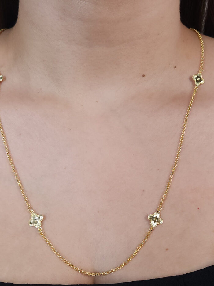 Gargantilha longuinho trevos detalhados