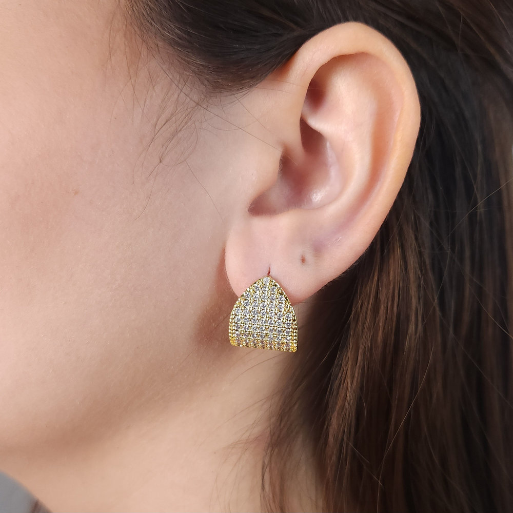 Brinco estilo curvado cravejado