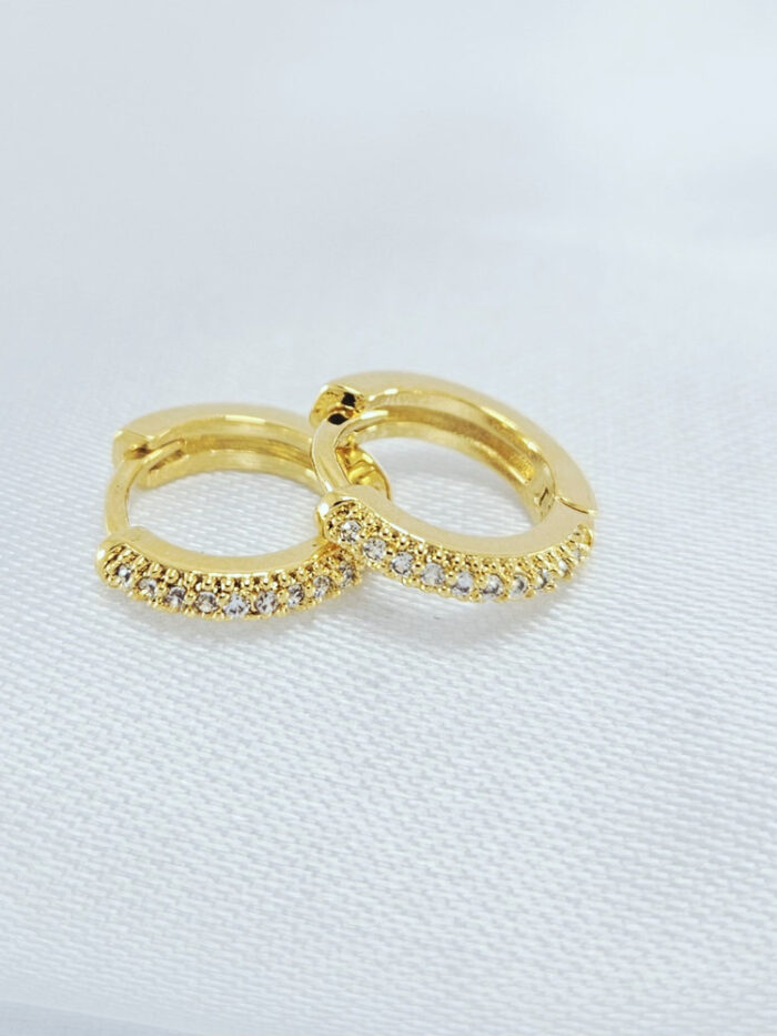 Brinco argola fio cravejado