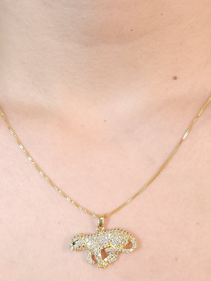 Gargantilha felino cravejado