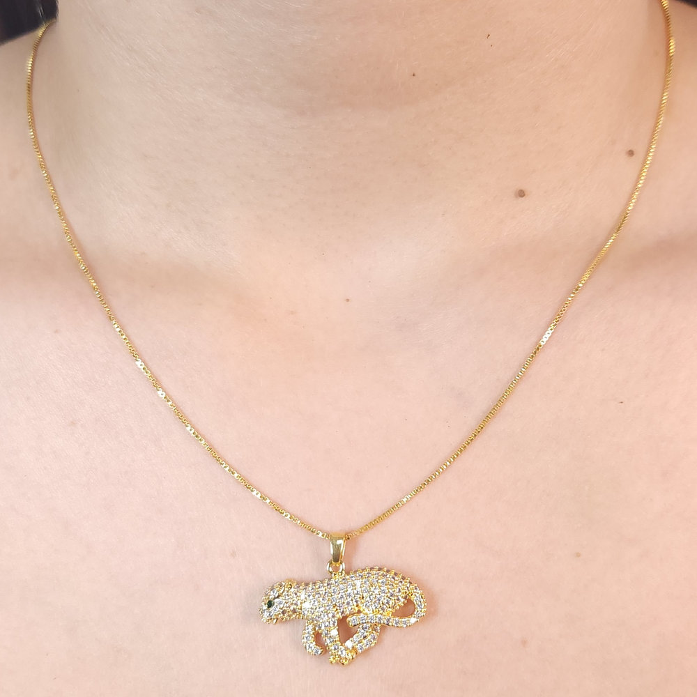 Gargantilha felino cravejado