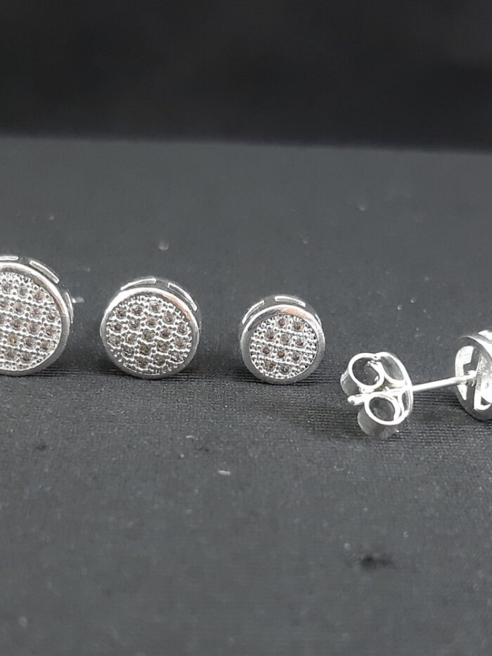 Trio de brincos círculos cravejados