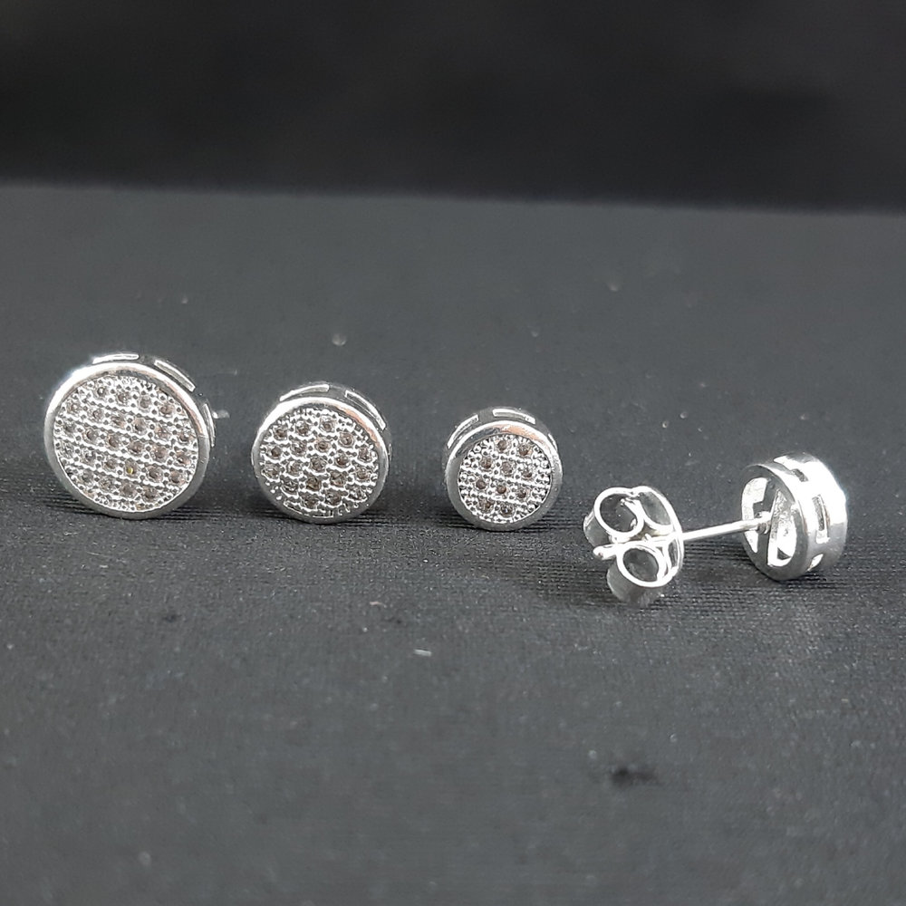 Trio de brincos círculos cravejados