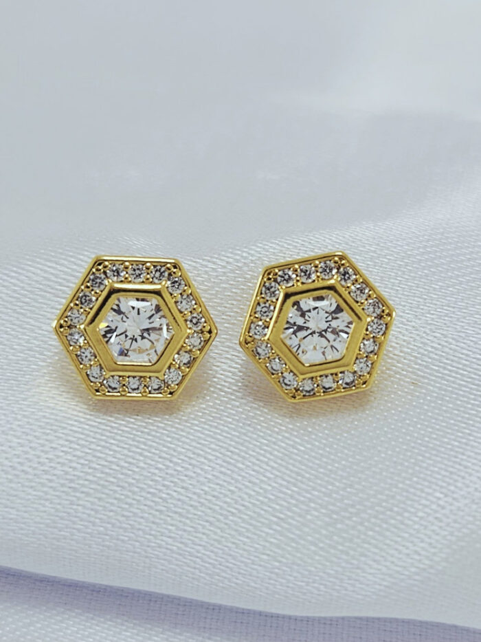 Brinco círculo pedra cristal central