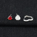 Brinco trio ponto de luz vermelho e cristal com argola coração