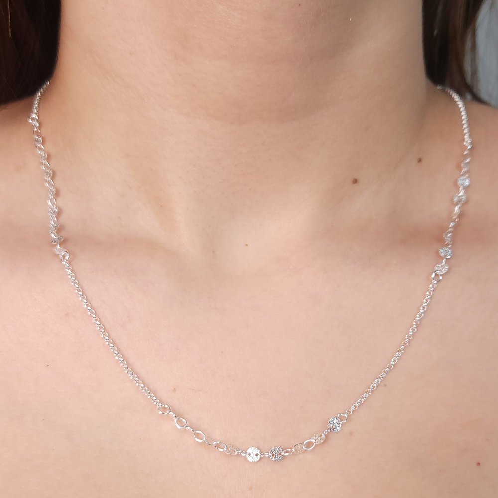 Longuinho elos redondos focos prateada